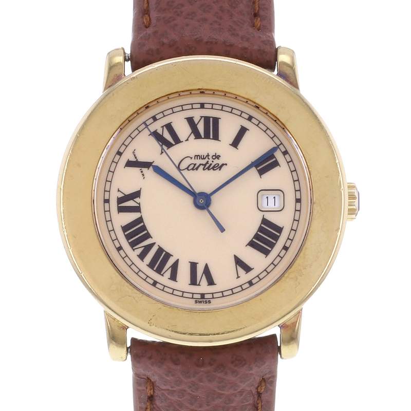 Montre d'occasion CARTIER Must 1800 femme quartz bracelet cuir cresus - vue D1