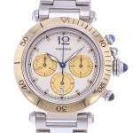 Montre d'occasion CARTIER Pasha Chronographe homme quartz bracelet acier - vue D1