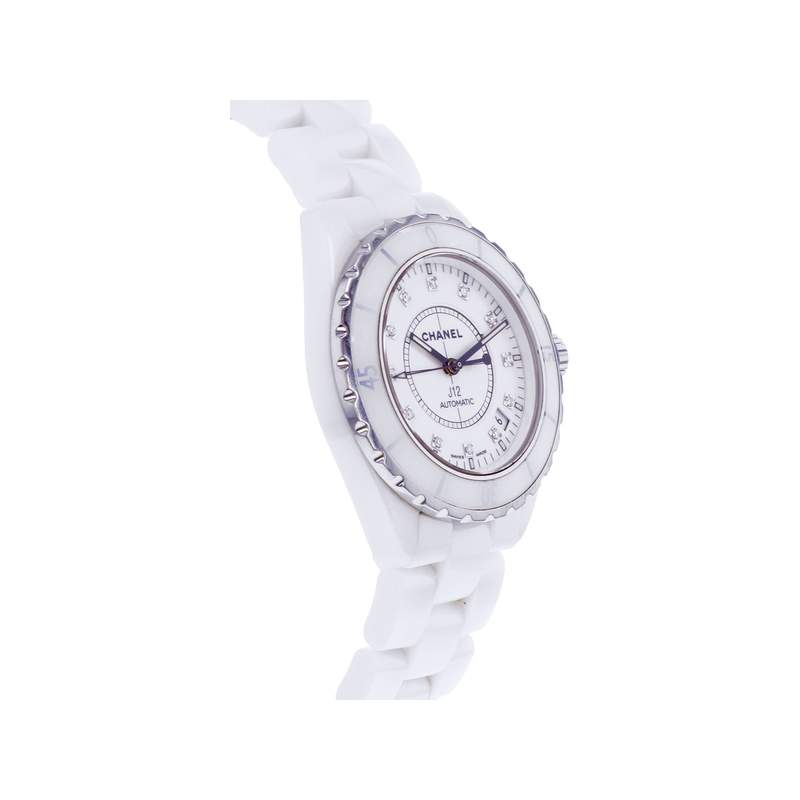 Montre d'occasion CHANEL J12 38 mm Diamants femme automatique bracelet céramique - vue 2