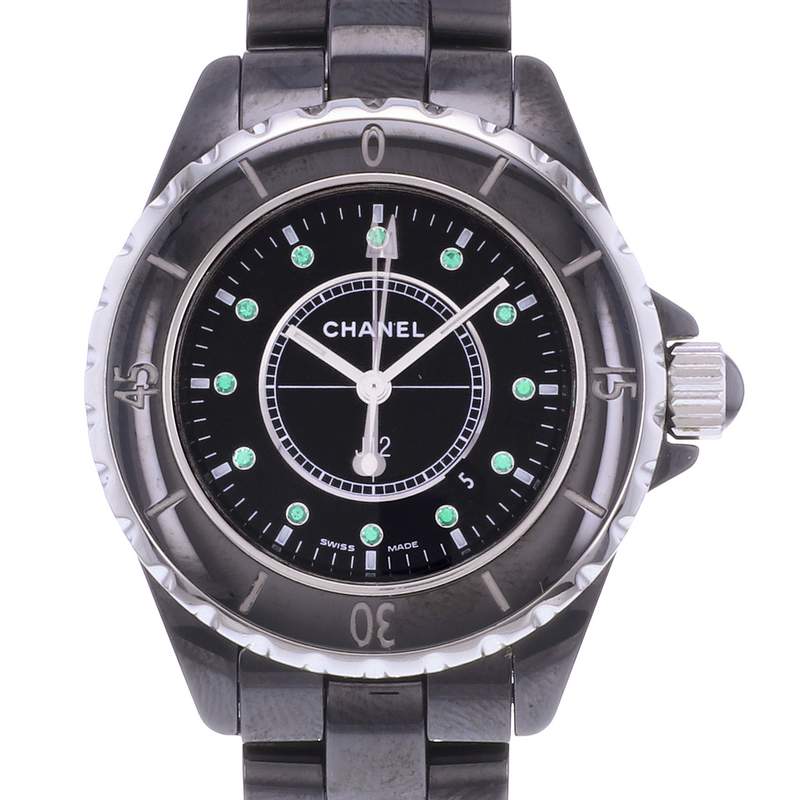 Montre d'occasion CHANEL J12 33 mm Emeraude femme quartz bracelet céramique - vue D1