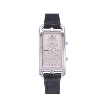 Montre d'occasion HERMES Cape Cod Dual Time femme quartz bracelet cuir cresus