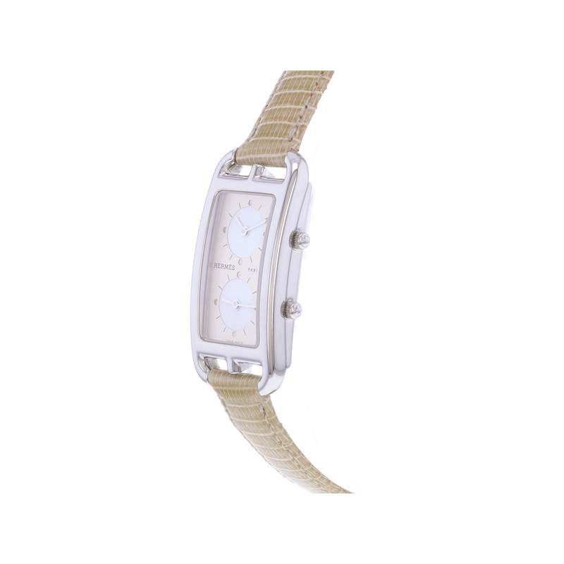 Montre d'occasion HERMES Cape Cod Dual Time femme quartz bracelet cuir - vue D2