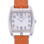 Montre d'occasion HERMES Cape Cod Tonneau femme quartz bracelet cuir d'origine - vue D1