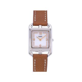 Montre d'occasion HERMES Cape Cod Diamants femme quartz bracelet cuir d'origine