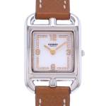 Montre d'occasion HERMES Cape Cod Diamants femme quartz bracelet cuir d'origine - vue D1