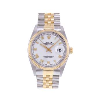 Montre d'occasion ROLEX DateJust 36 homme mouvement automatique certifié (cosc) bracelet or jaune 750/000 et acier