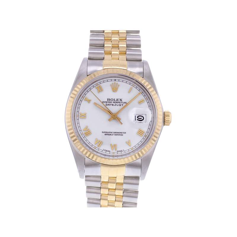 Montre d'occasion ROLEX DateJust 36 homme mouvement automatique certifié (cosc) bracelet or jaune 750/000 et acier - vue 1