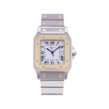Montre d'occasion CARTIER Santos Automatique mixte automatique bracelet or jaune 750/000 et acier