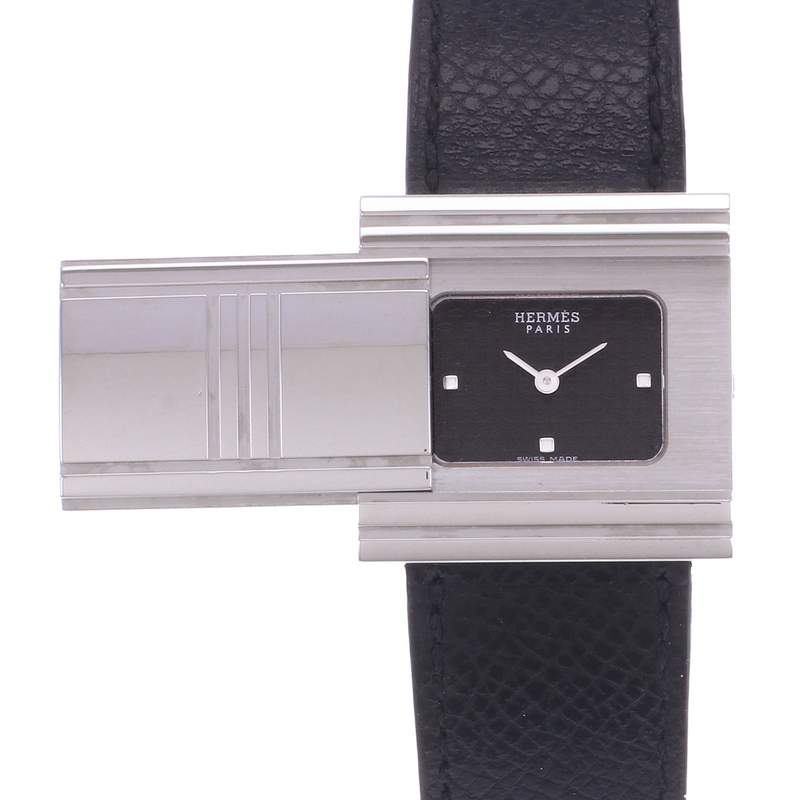 Montre d'occasion HERMES Glissade femme quartz bracelet cuir d'origine - vue D1