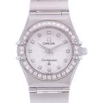 Montre d'occasion OMEGA Constellation Lady Index diamants femme quartz bracelet acier - vue D1