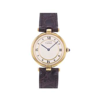Montre d'occasion CARTIER Must Vendôme femme quartz bracelet cuir cresus