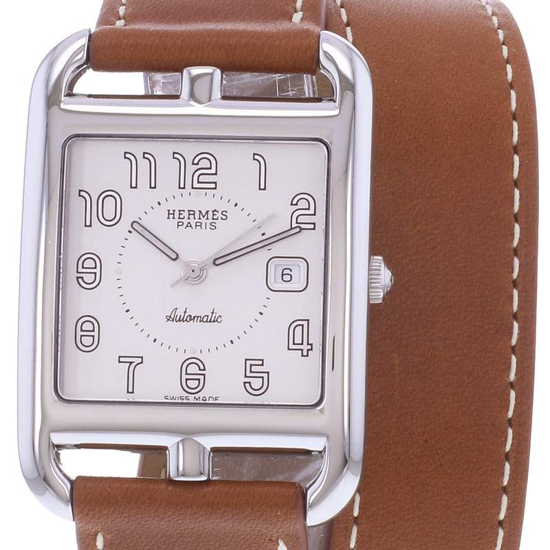 Montre d'occasion HERMES Cape Cod homme automatique bracelet cuir cresus - vue D1