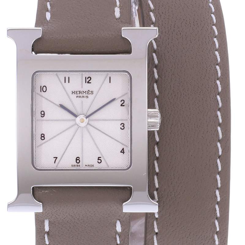 Montre d'occasion HERMES Heure H femme quartz bracelet cuir cresus - vue D1