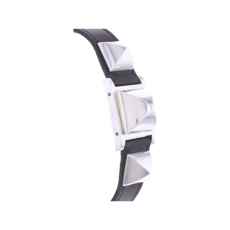 Montre d'occasion HERMES Medor Argent femme quartz bracelet cuir d'origine - vue 2