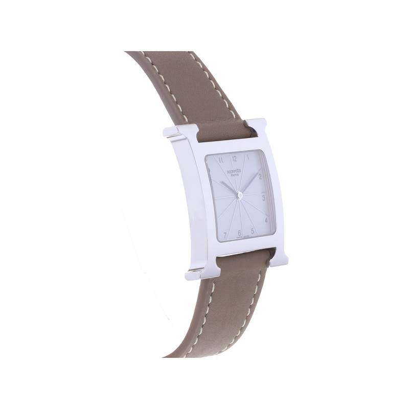 Montre d'occasion HERMES Heure H MM femme quartz bracelet cuir - vue 2