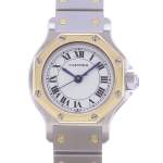 Montre d'occasion CARTIER Santos Octogonale femme automatique bracelet or jaune 750/000 et acier - vue D1