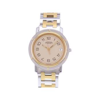 Montre d'occasion HERMES Clipper mixte quartz bracelet acier et plaqué or