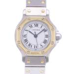 Montre d'occasion CARTIER Santos Octogonale femme automatique bracelet or jaune 750/000 et acier - vue D1