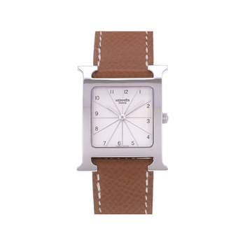 Montre d'occasion HERMES Heure H MM femme quartz bracelet cuir d'origine