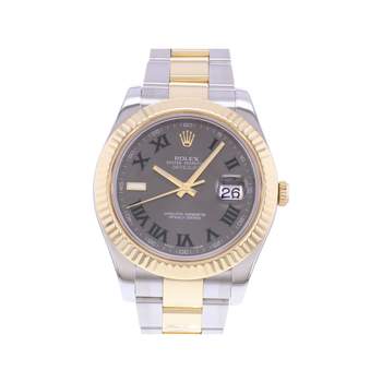 Montre d'occasion ROLEX DateJust 41 Wimbledon homme mouvement automatique certifié (cosc) bracelet or jaune 750/000 et acier
