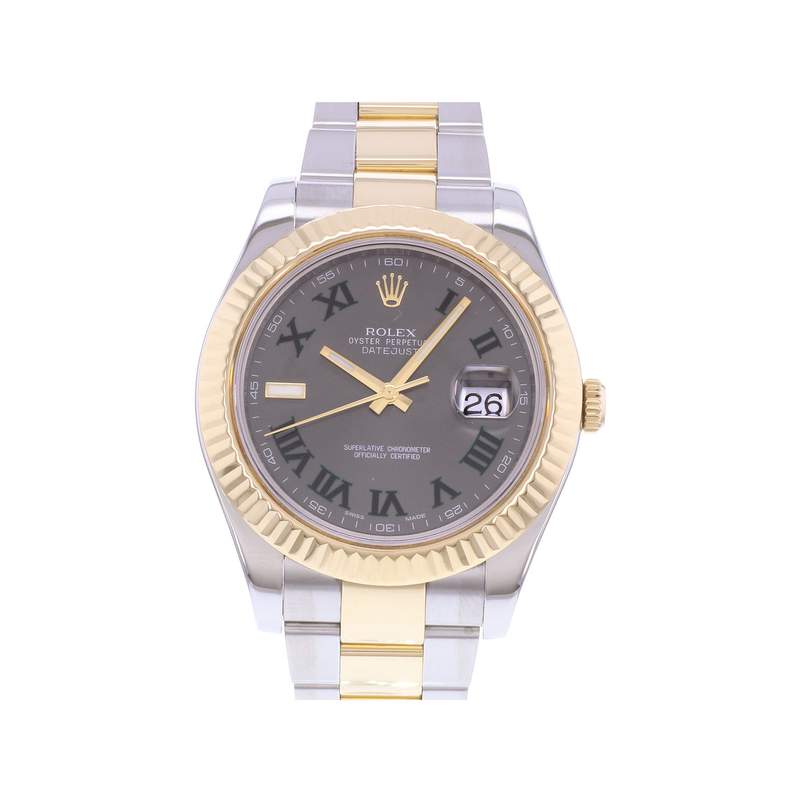 Montre d'occasion ROLEX DateJust 41 Wimbledon homme mouvement automatique certifié (cosc) bracelet or jaune 750/000 et acier - vue 1