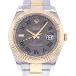 Montre d'occasion ROLEX DateJust 41 Wimbledon homme mouvement automatique certifié (cosc) bracelet or jaune 750/000 et acier - vue D1