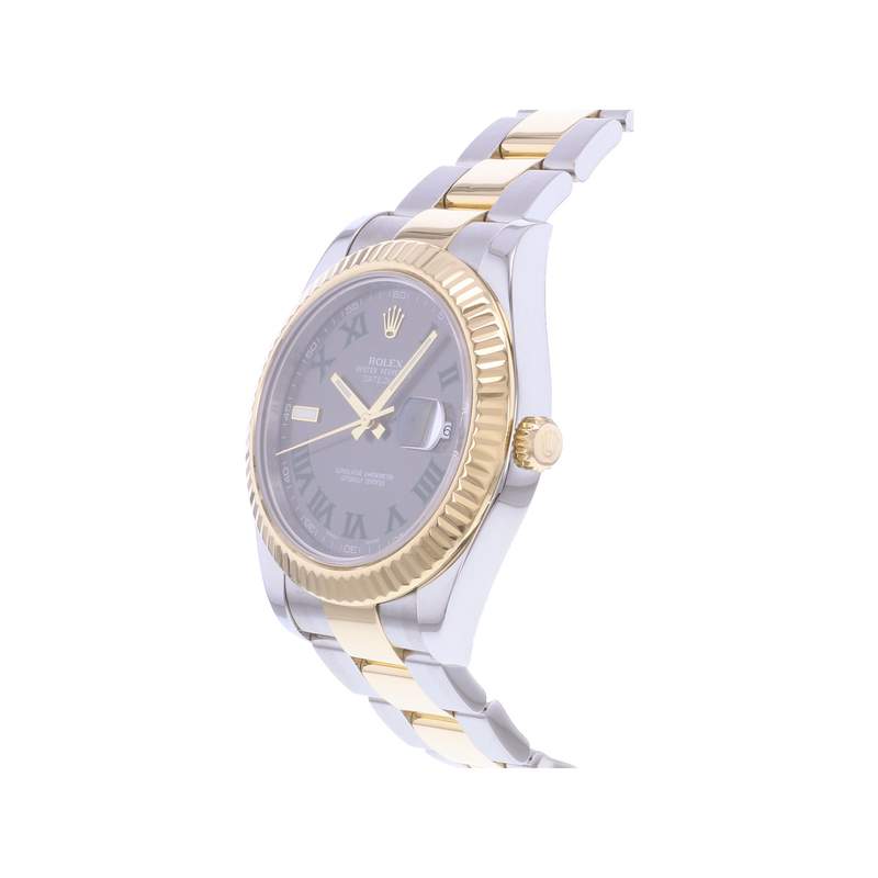 Montre d'occasion ROLEX DateJust 41 Wimbledon homme mouvement automatique certifié (cosc) bracelet or jaune 750/000 et acier - vue D2