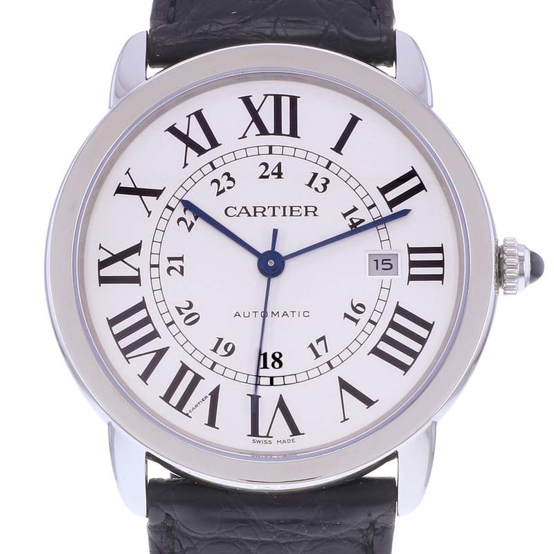 Montre d'occasion CARTIER Ronde Solo homme automatique bracelet cuir d'origine - vue D1