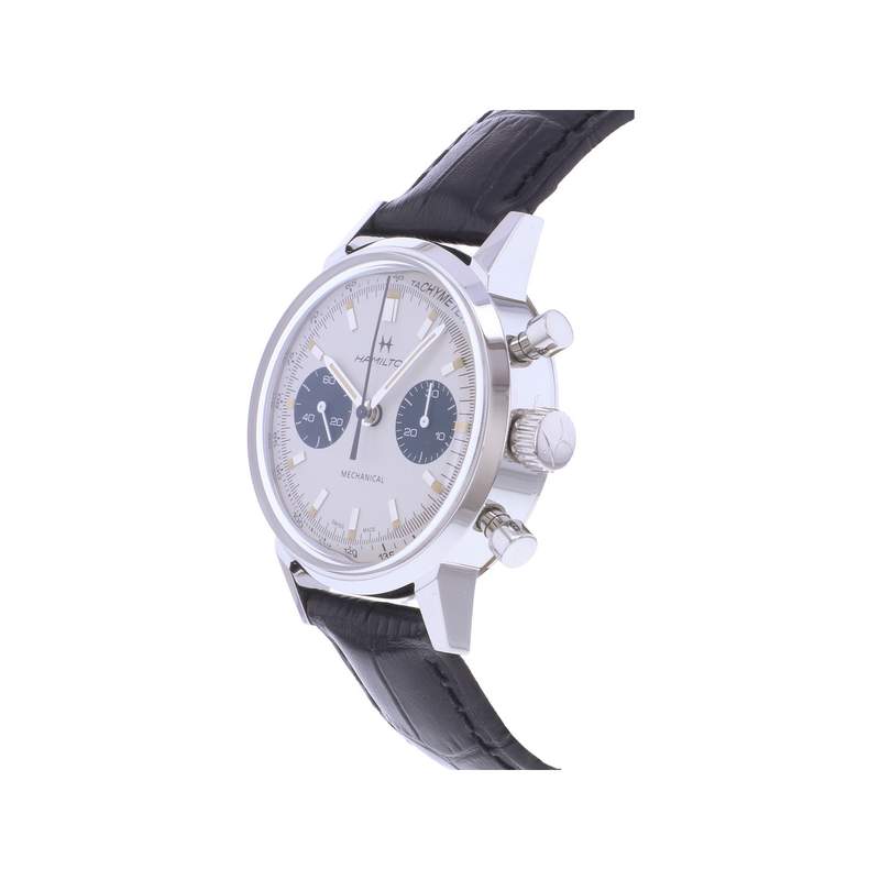 Montre d'occasion HAMILTON American Classic Intra-Matic Chronographe homme mécanique bracelet cuir d'origine - vue D2