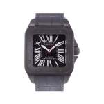 Montre d'occasion CARTIER Santos 100 Carbone homme automatique bracelet cuir d'origine - vue 1