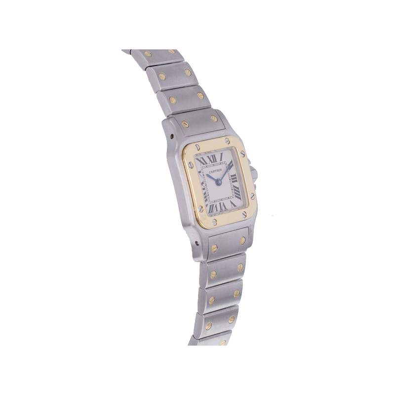Montre d'occasion CARTIER Santos Galbée femme quartz bracelet or jaune 750/000 et acier - vue 2