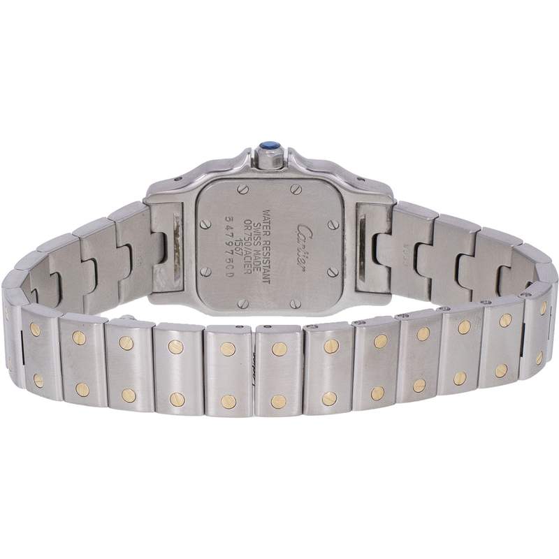 Montre d'occasion CARTIER Santos Galbée femme quartz bracelet or jaune 750/000 et acier - vue 3
