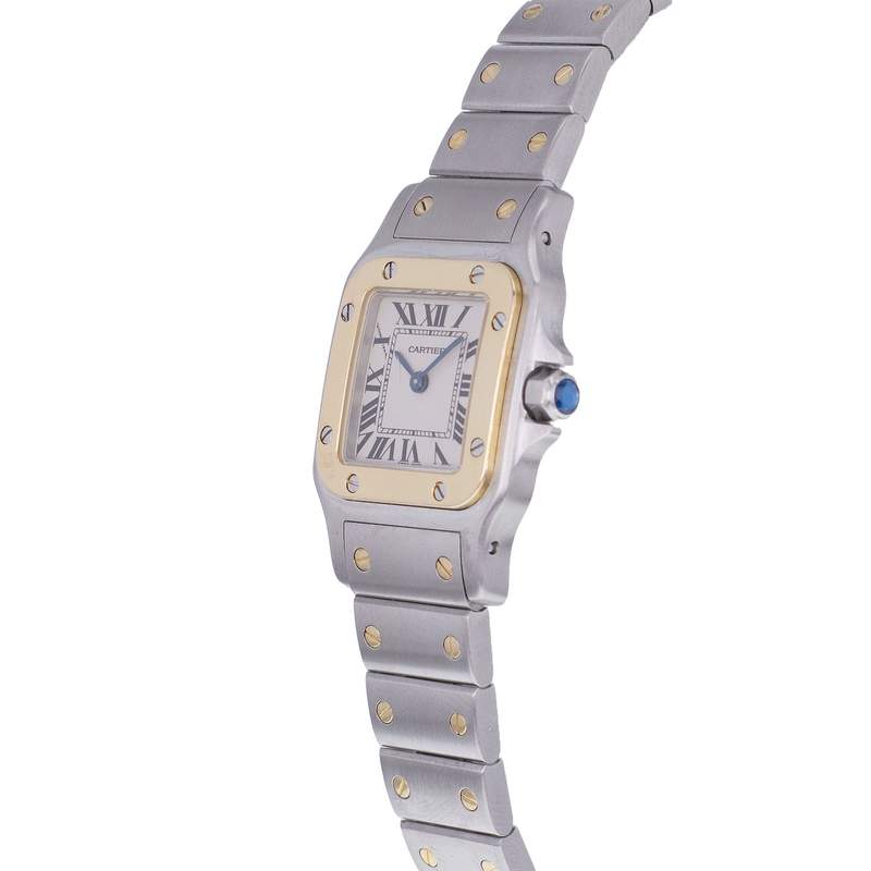 Montre d'occasion CARTIER Santos Galbée femme quartz bracelet or jaune 750/000 et acier - vue D2