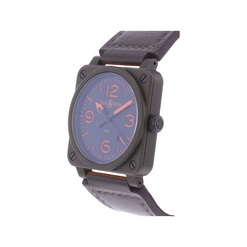 Montre d'occasion BELL & ROSS BR03-92 MA-1 homme automatique bracelet cuir d'origine - vue D2