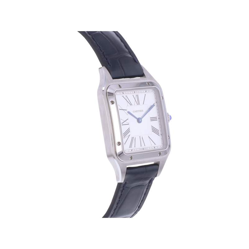 Montre d'occasion CARTIER Santos Dumont homme quartz bracelet cuir d'origine - vue 2