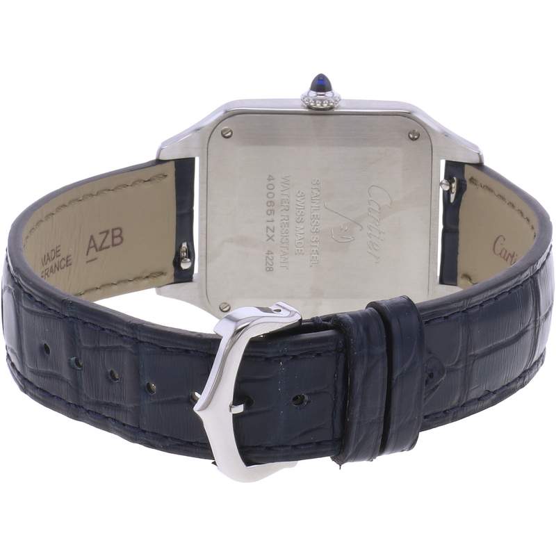 Montre d'occasion CARTIER Santos Dumont homme quartz bracelet cuir d'origine - vue 3