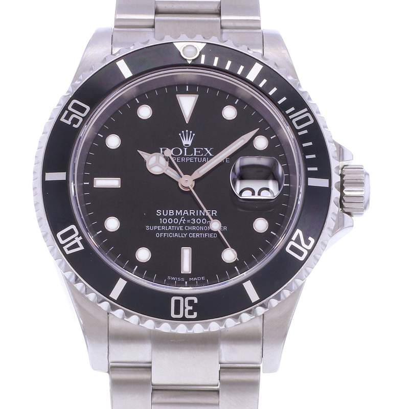 Montre d'occasion ROLEX Submariner Date homme mouvement automatique certifié (cosc) bracelet acier - vue D1