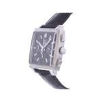 Montre d'occasion TAG HEUER Monaco Chronographe homme automatique bracelet cuir cresus - vue D2