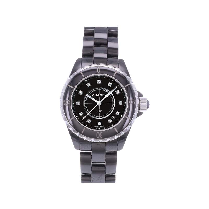 Montre d'occasion CHANEL J12 33 mm Index diamants femme quartz bracelet céramique - vue 1