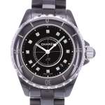 Montre d'occasion CHANEL J12 33 mm Index diamants femme quartz bracelet céramique - vue D1