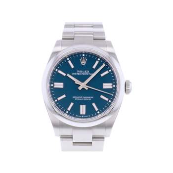 Montre d'occasion ROLEX Oyster Perpetual 'Med blue' homme mouvement automatique certifié (cosc) bracelet acier