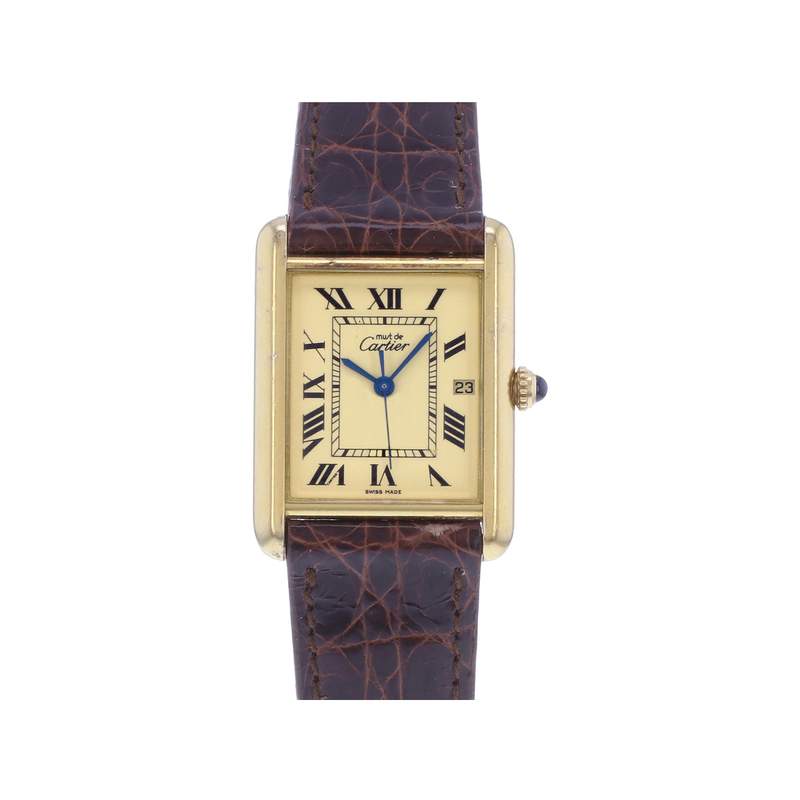 Montre d'occasion CARTIER Tank Must Vermeil XL homme quartz bracelet cuir cresus - vue 1