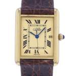 Montre d'occasion CARTIER Tank Must Vermeil XL homme quartz bracelet cuir cresus - vue D1