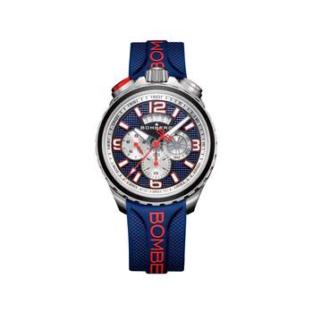 Montre d'occasion BOMBERG Bolt-68 Heritage Blue and Red homme quartz bracelet caoutchouc