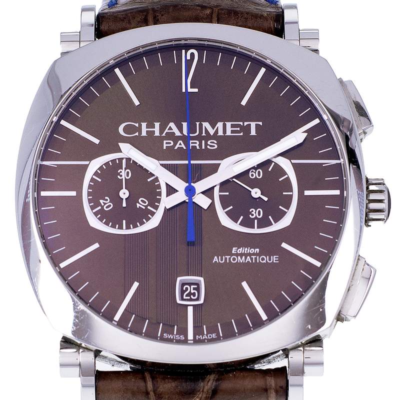 Montre d'occasion CHAUMET Dandy Chronographe homme automatique bracelet cuir d'origine - vue D1