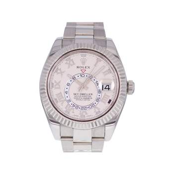 Montre d'occasion ROLEX Sky-Dweller homme mouvement automatique certifié (cosc) bracelet or blanc 750/000