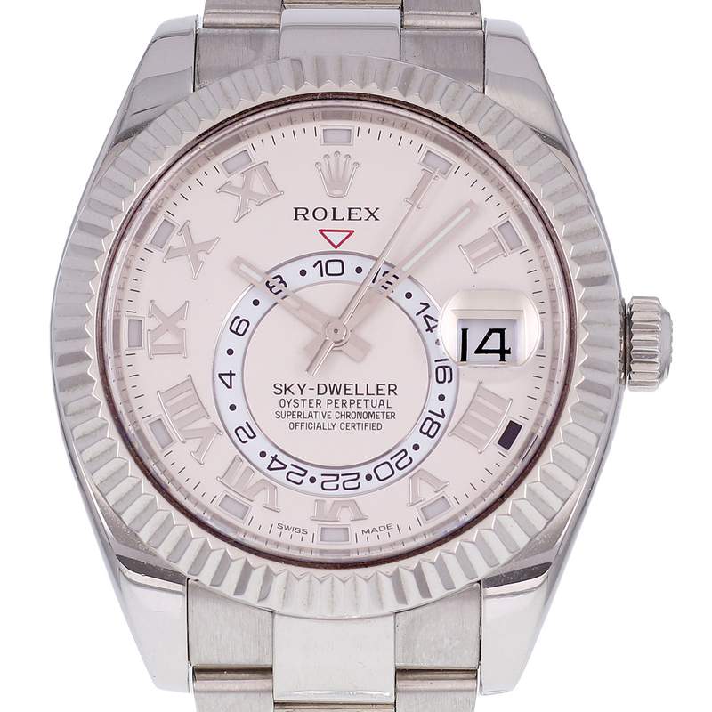 Montre d'occasion ROLEX Sky-Dweller homme mouvement automatique certifié (cosc) bracelet or blanc 750/000 - vue D1