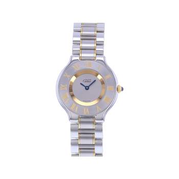 Montre d'occasion CARTIER Must 21 femme quartz bracelet or jaune 750/000 et acier