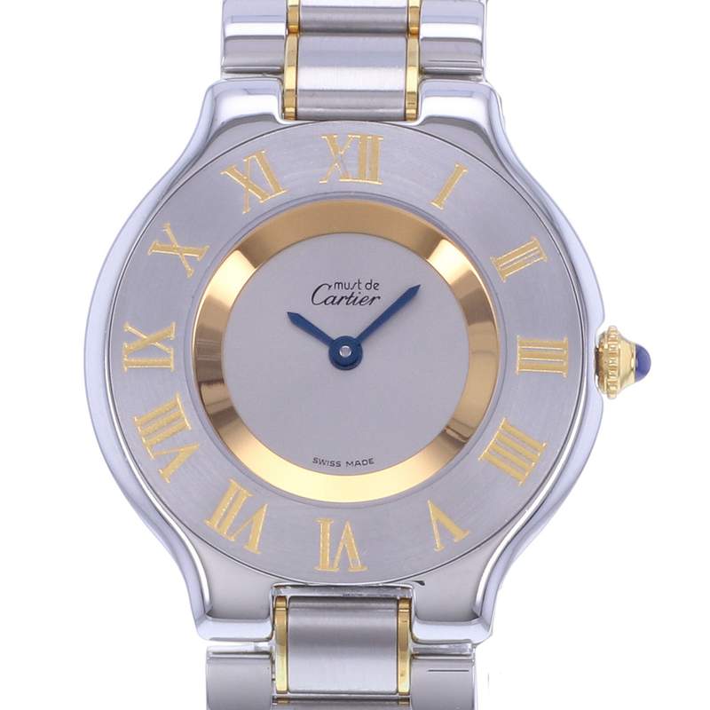 Montre d'occasion CARTIER Must 21 femme quartz bracelet or jaune 750/000 et acier - vue D1