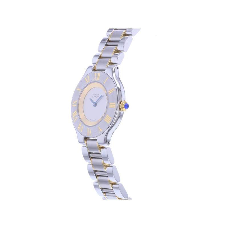 Montre d'occasion CARTIER Must 21 femme quartz bracelet or jaune 750/000 et acier - vue D2